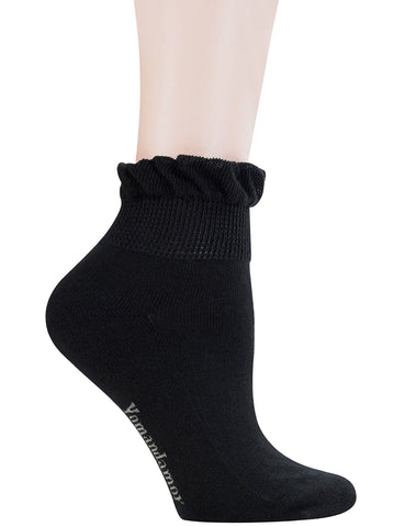 Yomandamor Women's 5 Pairs Non-binding Diabetic Ankle Dress/Casual Socks with Seamless Toe
