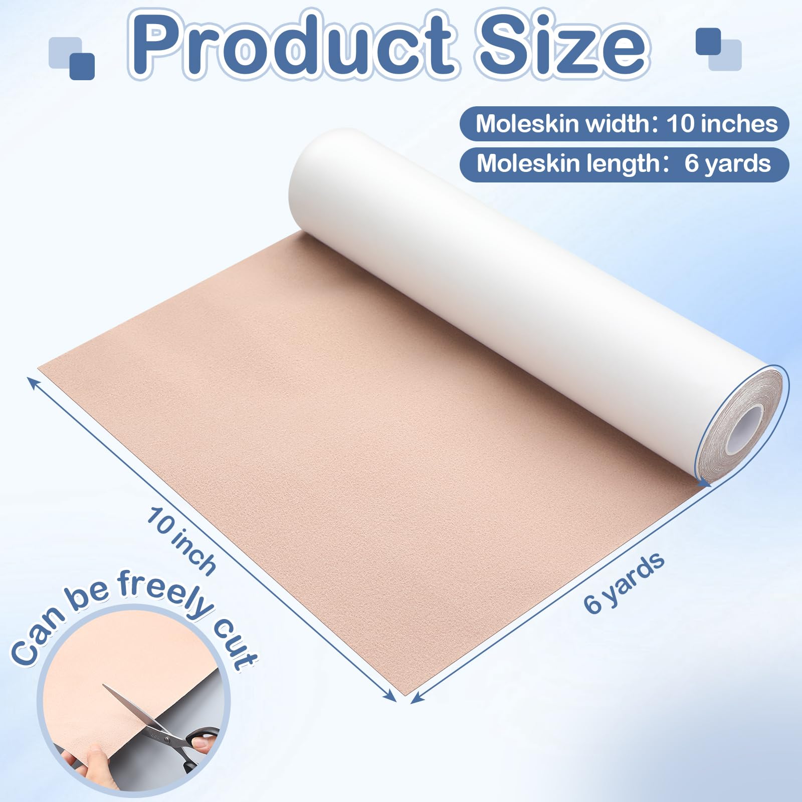 Geiserailie Jumbo Moleskin Padding Roll Moleskin for Feet Adhesive Pads Blister Prevention Tape Soft Adhesive Skin Patch for Fee