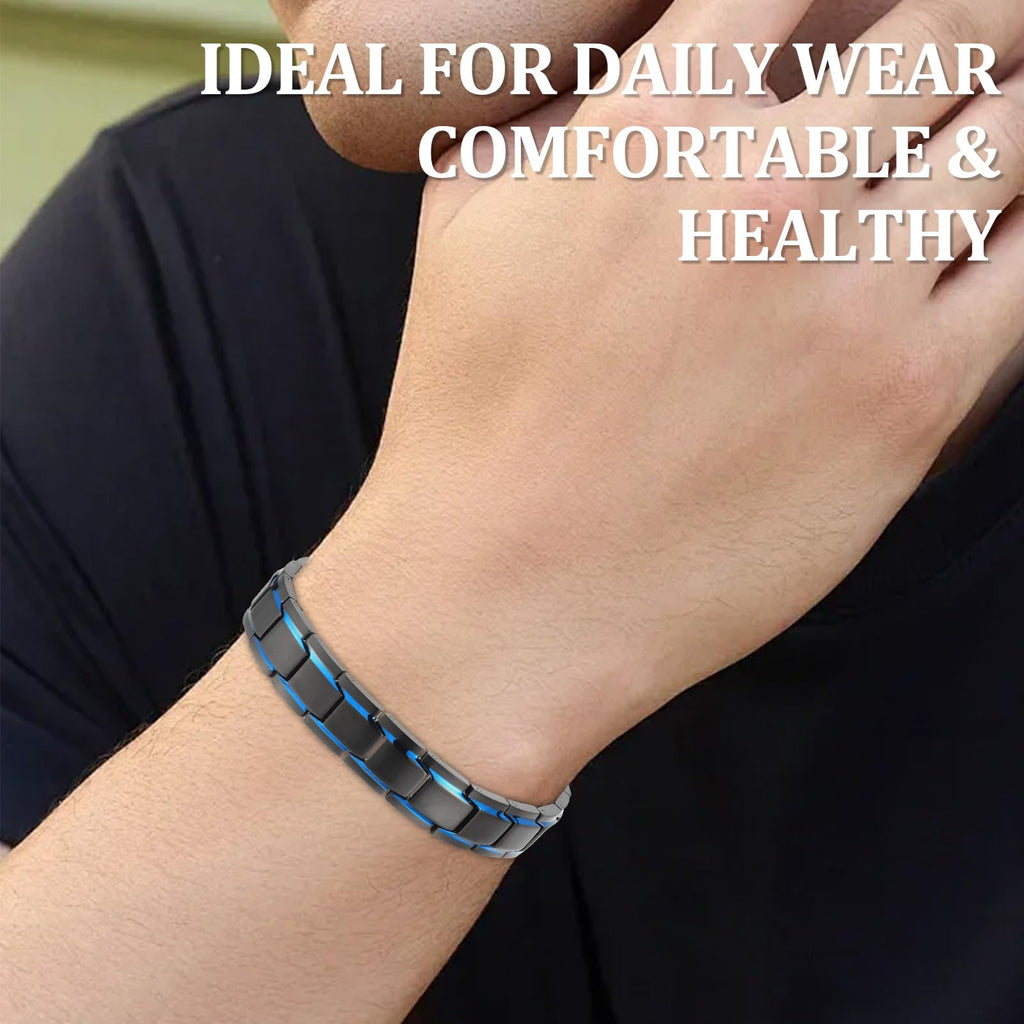 MagEnergy Men's Magnetic Bracelets,Titanium Steel Magnetic Wristband with 3500 Gauss magnets 8.5'' Adjustable with Jewelry Gift