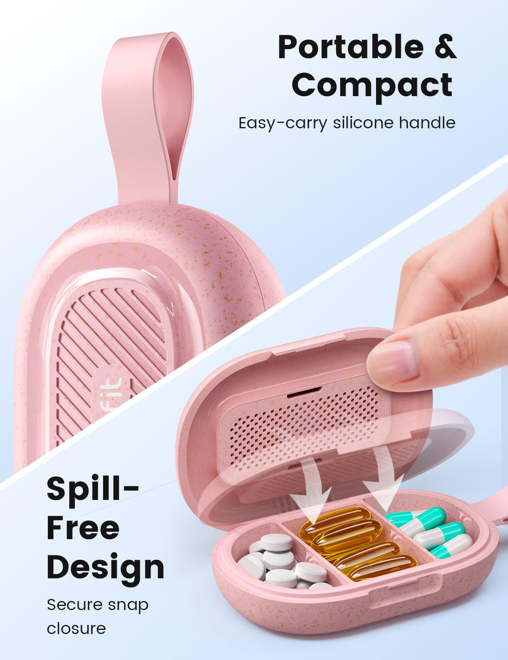 Ideerfit Travel Pill Organizer, Adjustable 3-6 Compartments Portable Pill Box, Small Pill Case Daily Medicine Container Moisture