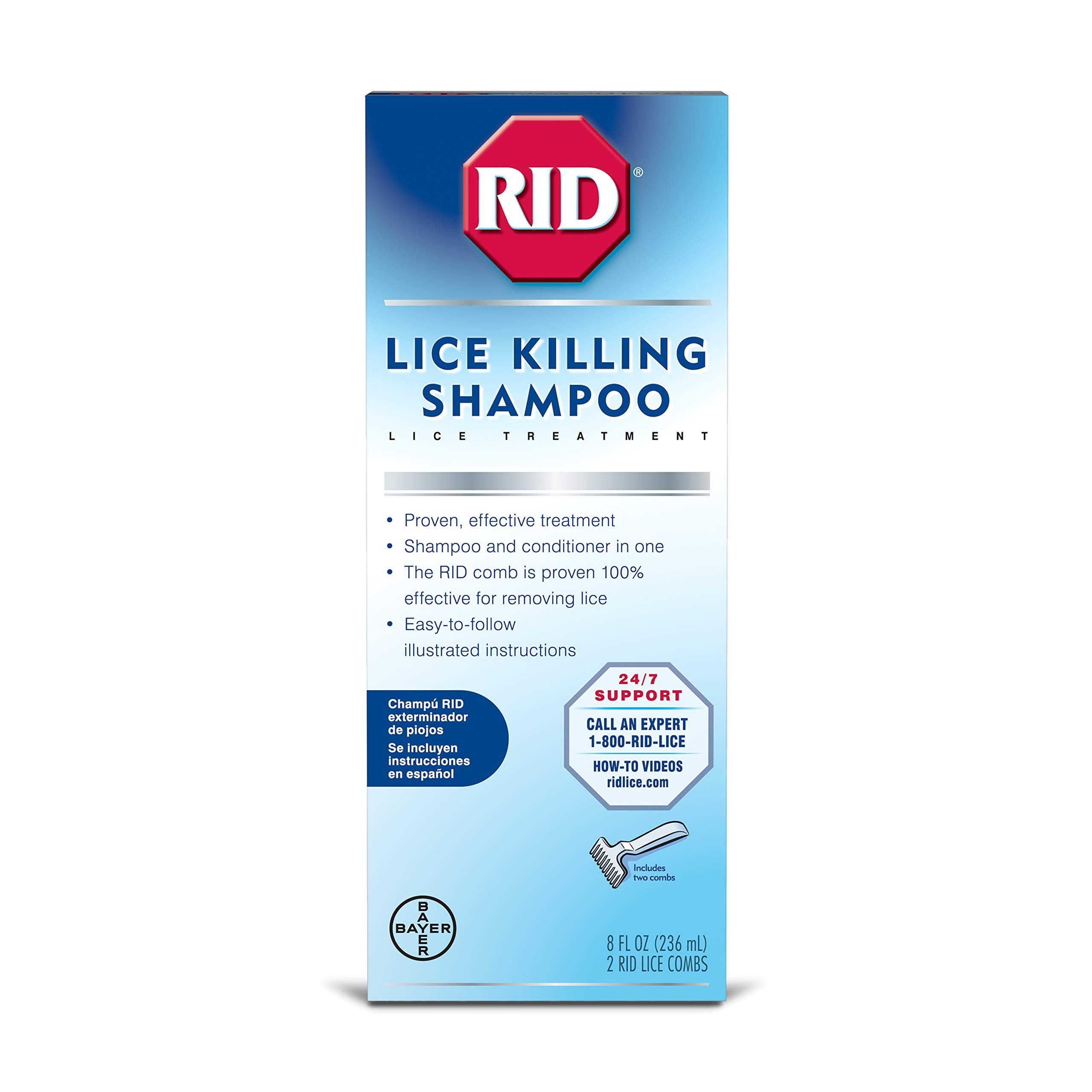 Rid Lice Killing Shampoo contains Nit Comb Bottle 8 Ounce, 1 Count ...