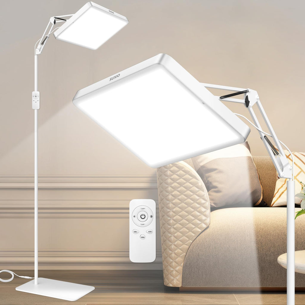 SUXIO Light Therapy Lamp - 12000 LUX Therapy Lights, Happy Lamp with Remote, Light Box Therapy with 3 Timer & 4 Brightness, LED 