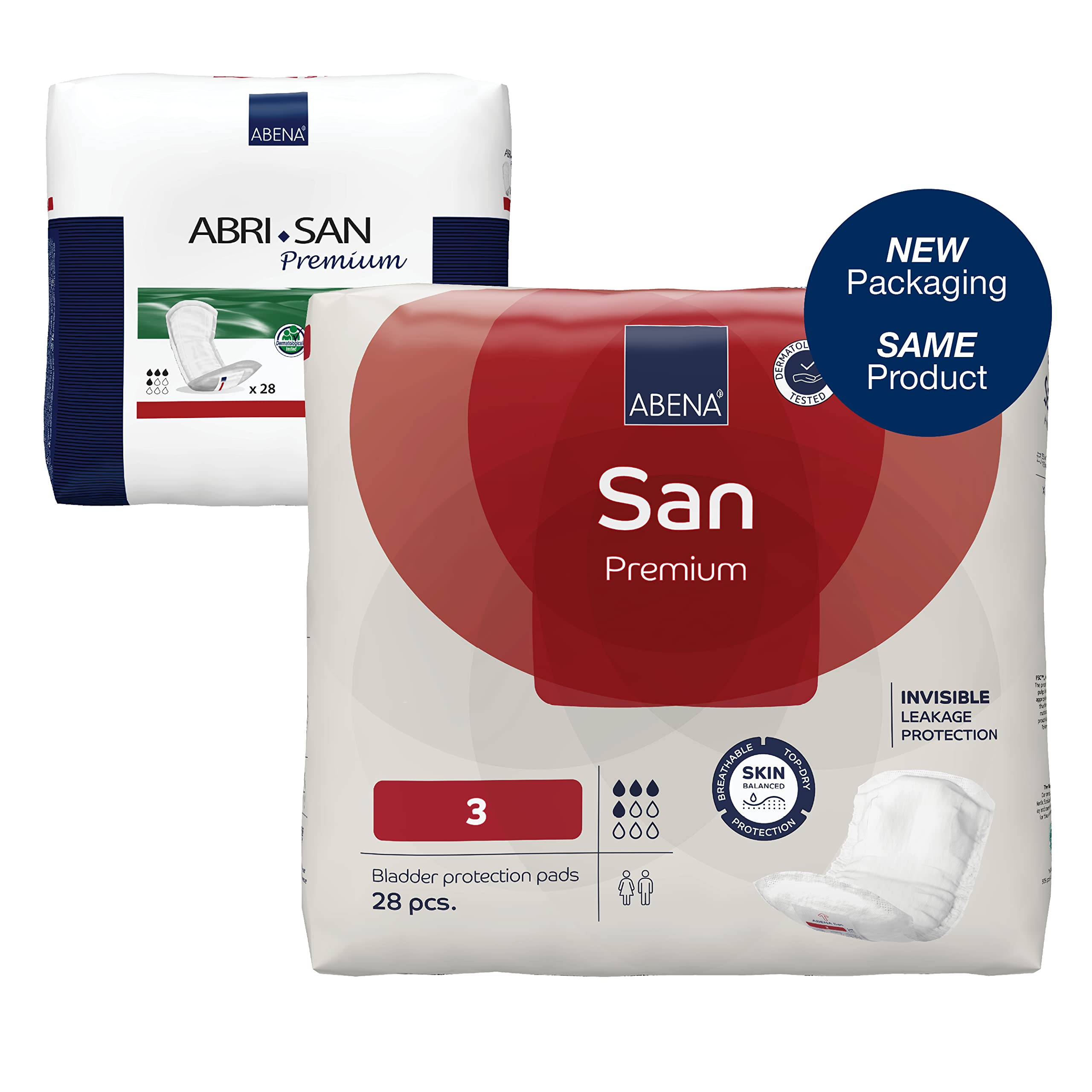 Abena San Premium Incontinence Pads, Light Absorbency, (Sizes 1 to 3A), Size 3, 196 Count