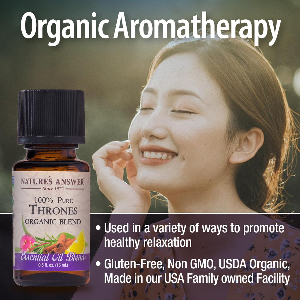 Natures Answer 100% Pure Organic Essential Oil Blend, 0.5-Ounce, Thrones Essential