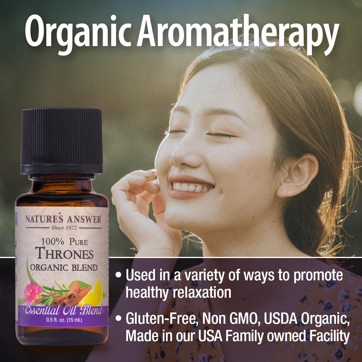 Natures Answer 100% Pure Organic Essential Oil Blend, 0.5-Ounce, Thrones Essential