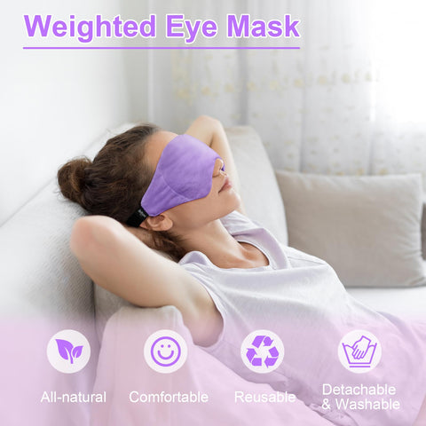BeHoomi Weighted Eye Mask for Sleeping, Soft Heated Eye Mask, Moist Heat Warm Compress for Eyes, Natural Rosemary & Flaxseeds Mi