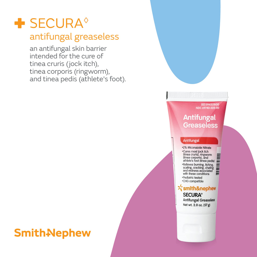 Smith+Nephew SECURA? Antifungal Greaseless Cream, Relieves Itching from Superficial Fungal Infections, Contains 2% Miconazole Ni
