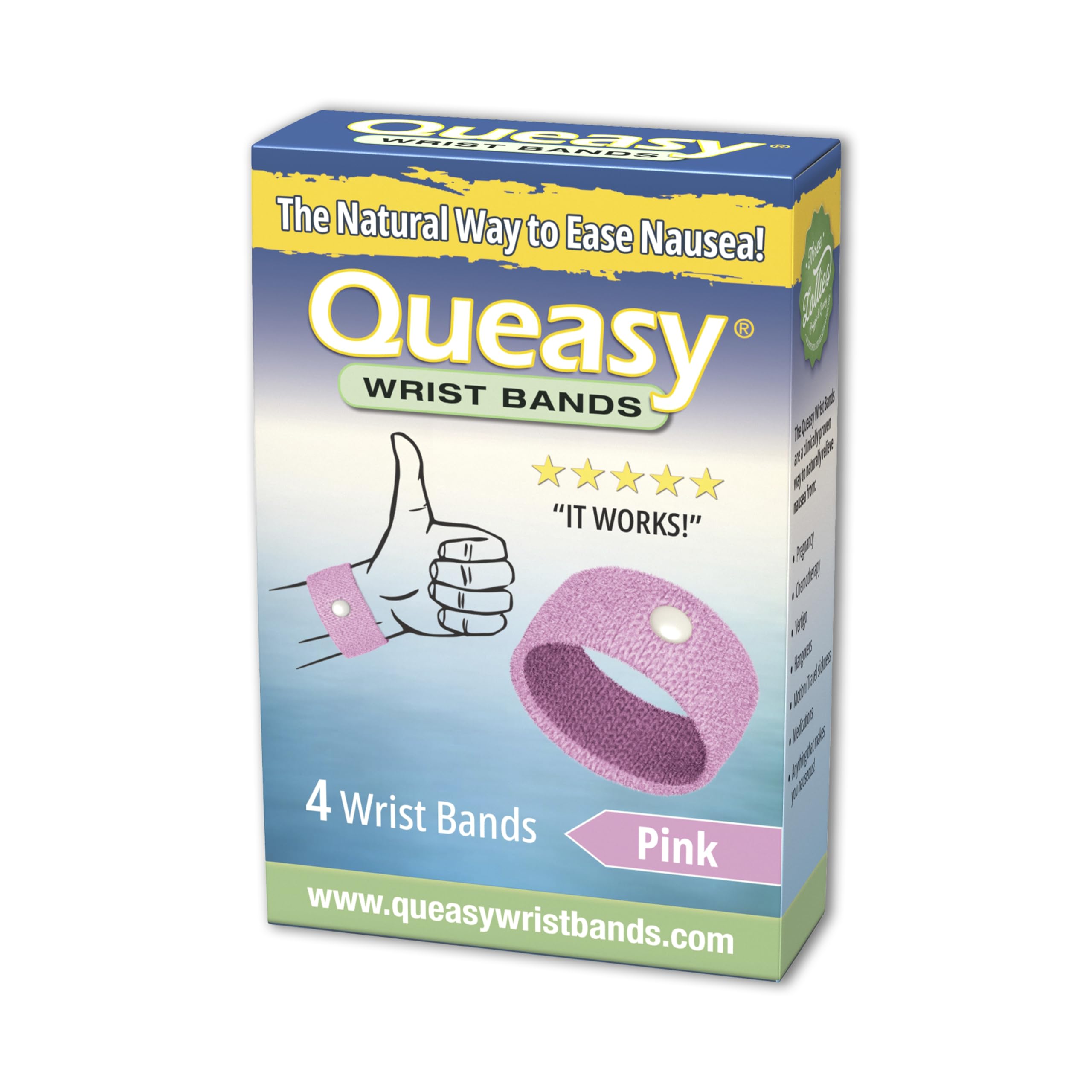 Three Lollies Queasy Wrist Bands - Natural Non-Drowsy Nausea Relief & Sickness Prevention - Travel & Motion Sickness - Relief fr