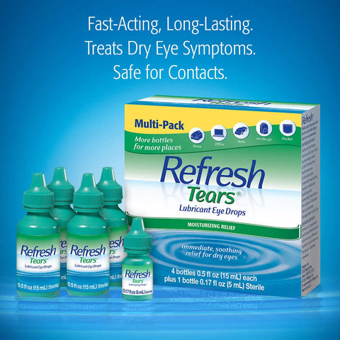 Refresh Tears Eye Drop Lubricant 4 x 15ml Bottles + 1 Bonus 5ml Bottle