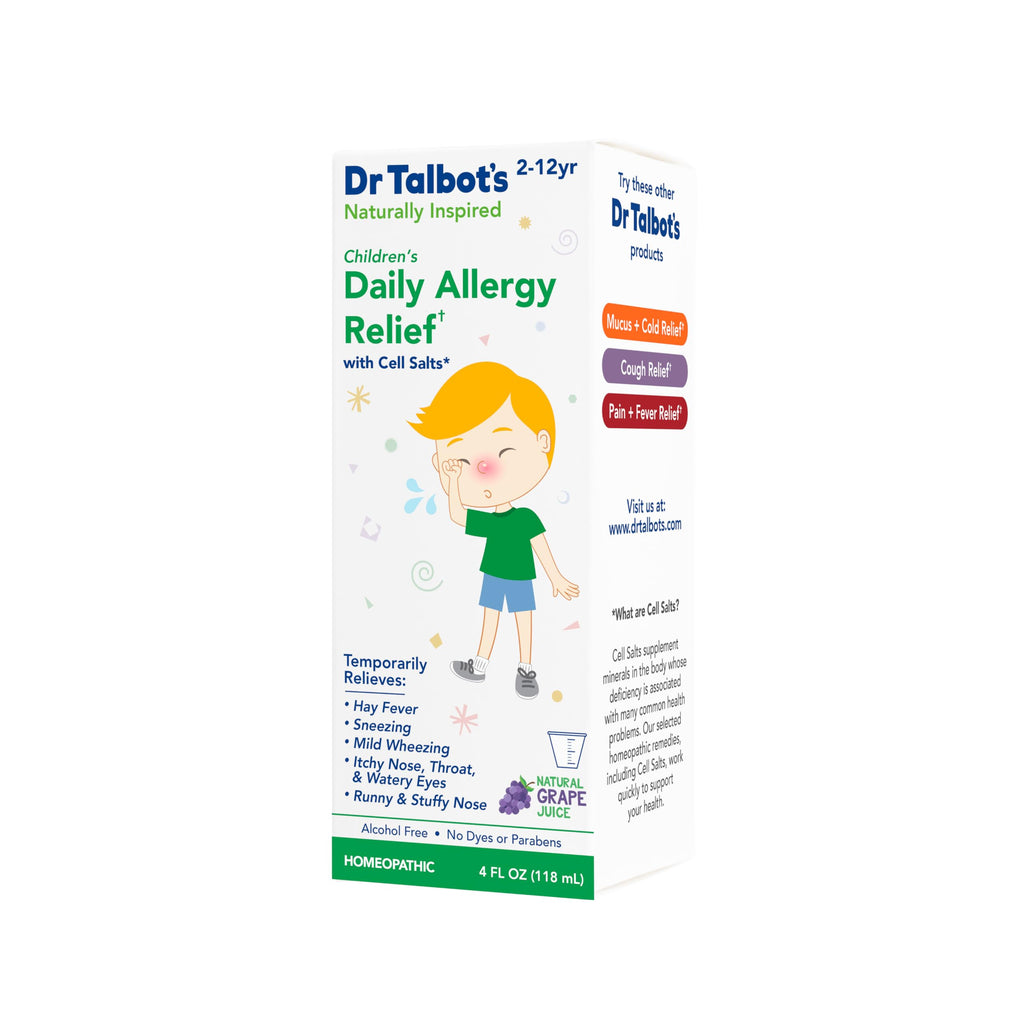 Dr. Talbots Childrens Allergy Relief Medicine - 4 oz - Includes Dosage Cup - for 2-12 Years Old - Natural Grape Flavor (Packag