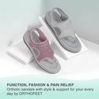 Orthofeet Womens Orthopedic Grey Knit Lyra Sandals, Size 5 Wide