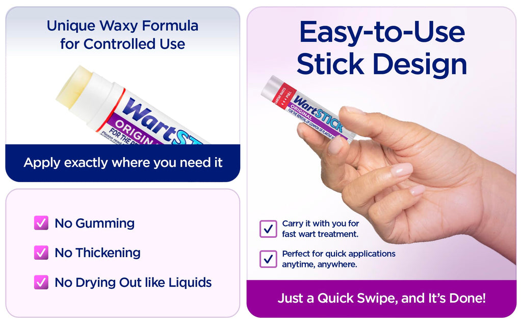 WartStick Maximum Strength Salicylic Acid Solid-Stick Common and Plantar Wart Remover 2 Pack, 0.4 Oz