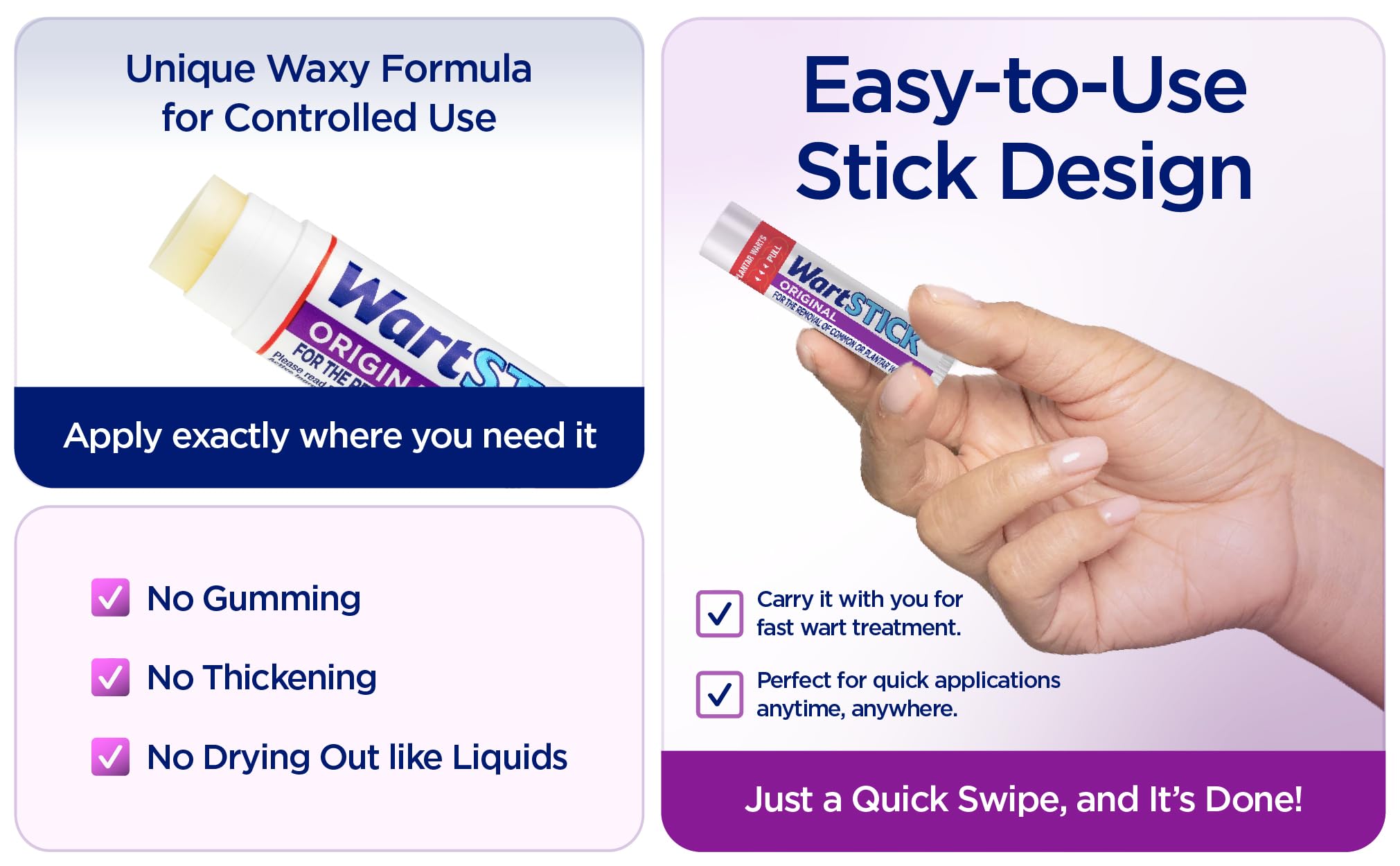WartStick Maximum Strength Salicylic Acid Solid-Stick Common and Plantar Wart Remover 2 Pack, 0.4 Oz