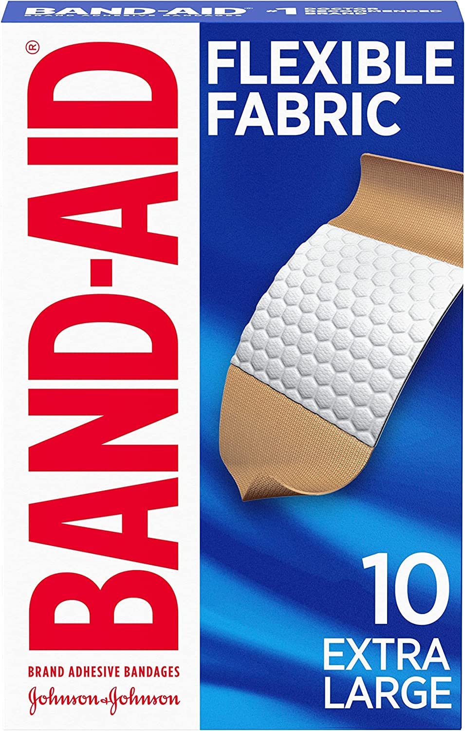 Band-Aid Brand Flexible Fabric Adhesive Bandages for Wound Care & First Aid, Extra Large Size, X-Large, 10 Count,(Pack of 3)