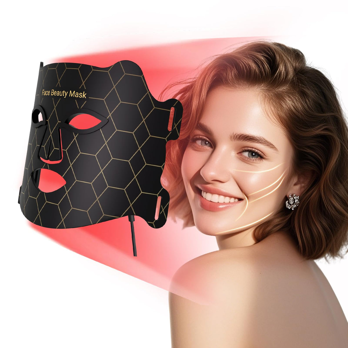 Red Light Mask 4 Color Light Therapy for Face,with 240 LED Mask,1800mAh Rechargeable Controller,850nm Near Infrared Yellow&Blue 