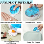Pill Organizer Travel Pill Case for Purse Portable Pill Box Round Weekiy Pill Container for Vitamin Fish Oil Pills Supplements (