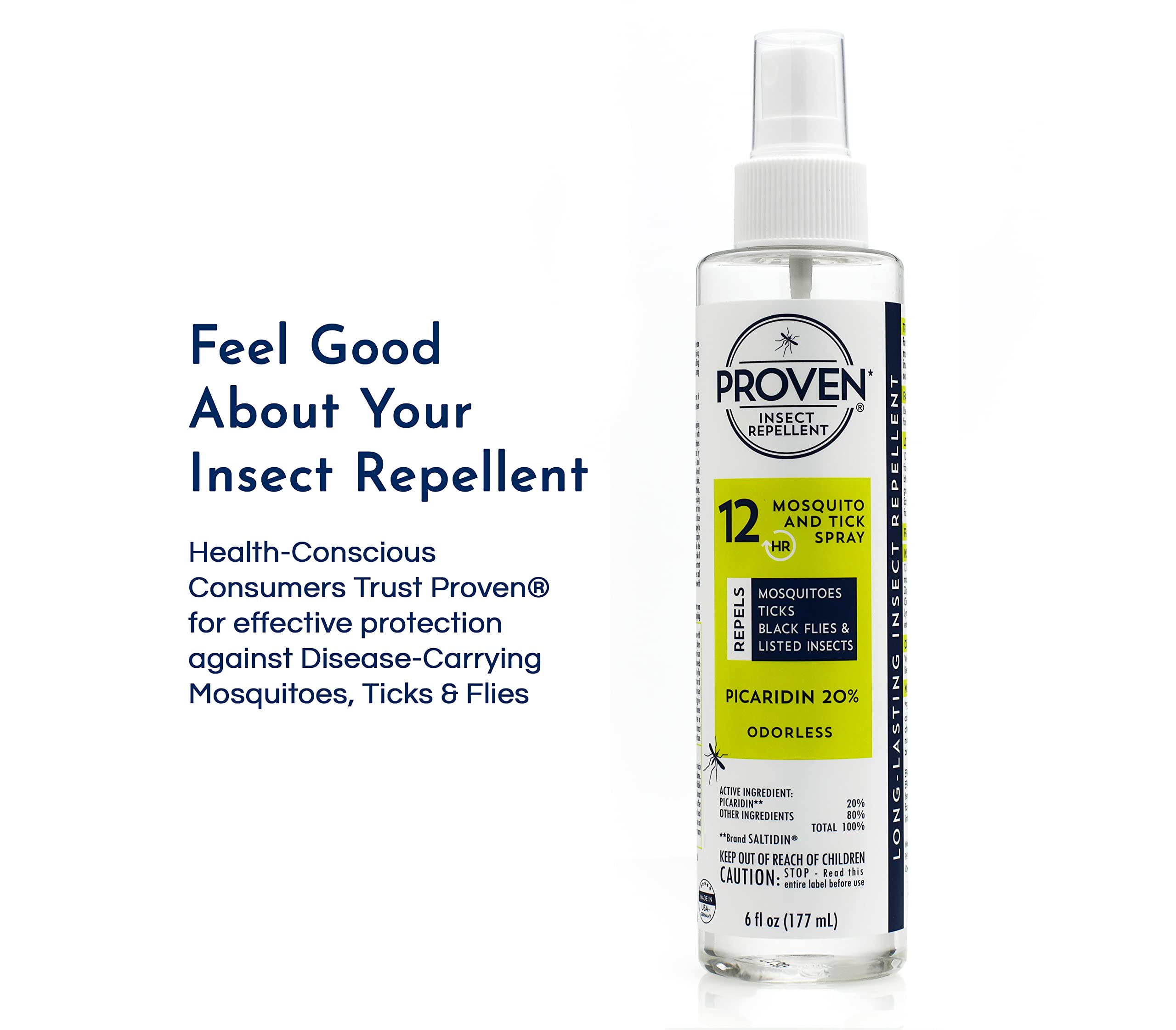 Proven Insect Repellent Spray, Keep Mosquitoes, Ticks and Flies Off, DEET Alternative Repellent, Up to 12-Hour Protection, Great