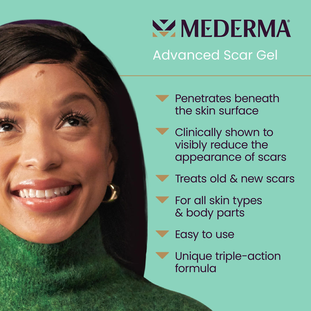 Mederma Advanced Scar Gel, Treats Old and New Scars, Reduces the Appearance of Scars from Acne, Stitches, Burns and More 1.76oz,