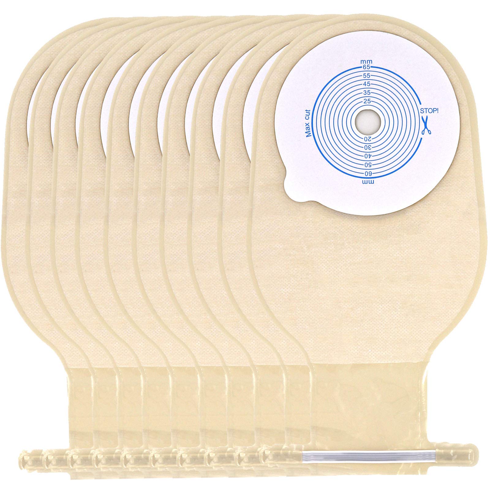 Ostomy Colostomy Supplies, 10 PCS Colostomy Bag, One Piece Drainable Pouches with Twist-Tie for Ileostomy Stoma Care, Cut to Fit