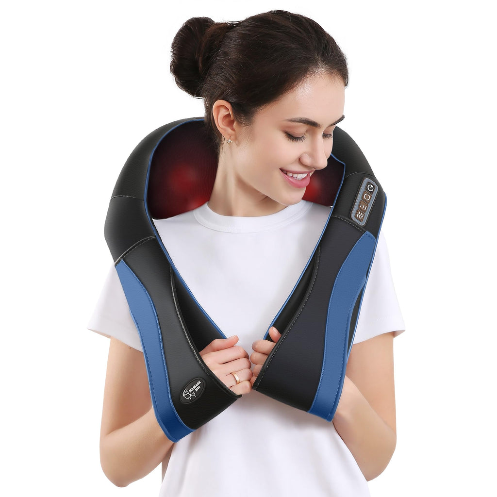 Back Neck Shoulder Massager with Heat, Shiatsu Electric Deep Tissue 3D Kneading Massagers for Relief on Waist, Leg, Calf, Foot F