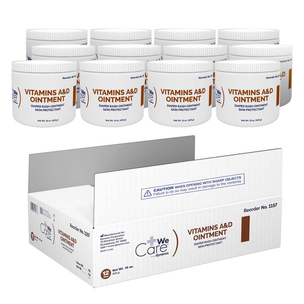 Dynarex Vitamins A & D Ointment, Ointment with Vitamin A and Vitamin D Helps Prevent & Treat Skin Irritation, Diaper Rash, White