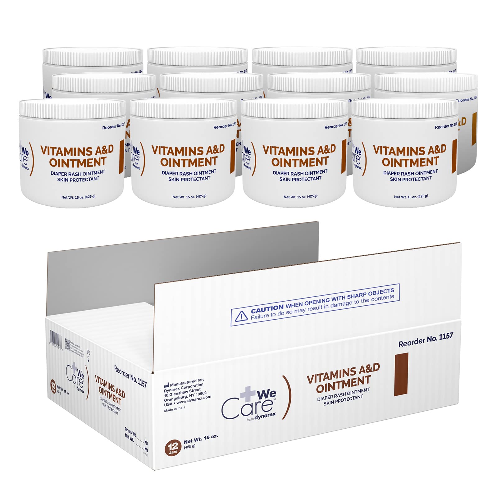 Dynarex Vitamins A & D Ointment, Ointment with Vitamin A and Vitamin D Helps Prevent & Treat Skin Irritation, Diaper Rash, White