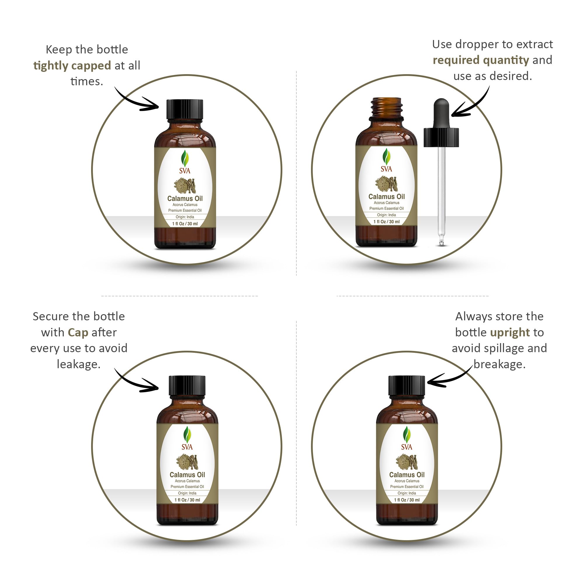 SVA Calamus Essential Oil - 1 Fl Oz - 100% Natural Calamus Oil - for Diffuser, Hair Care, Face, Skin Care, Aromatherapy, Scalp a