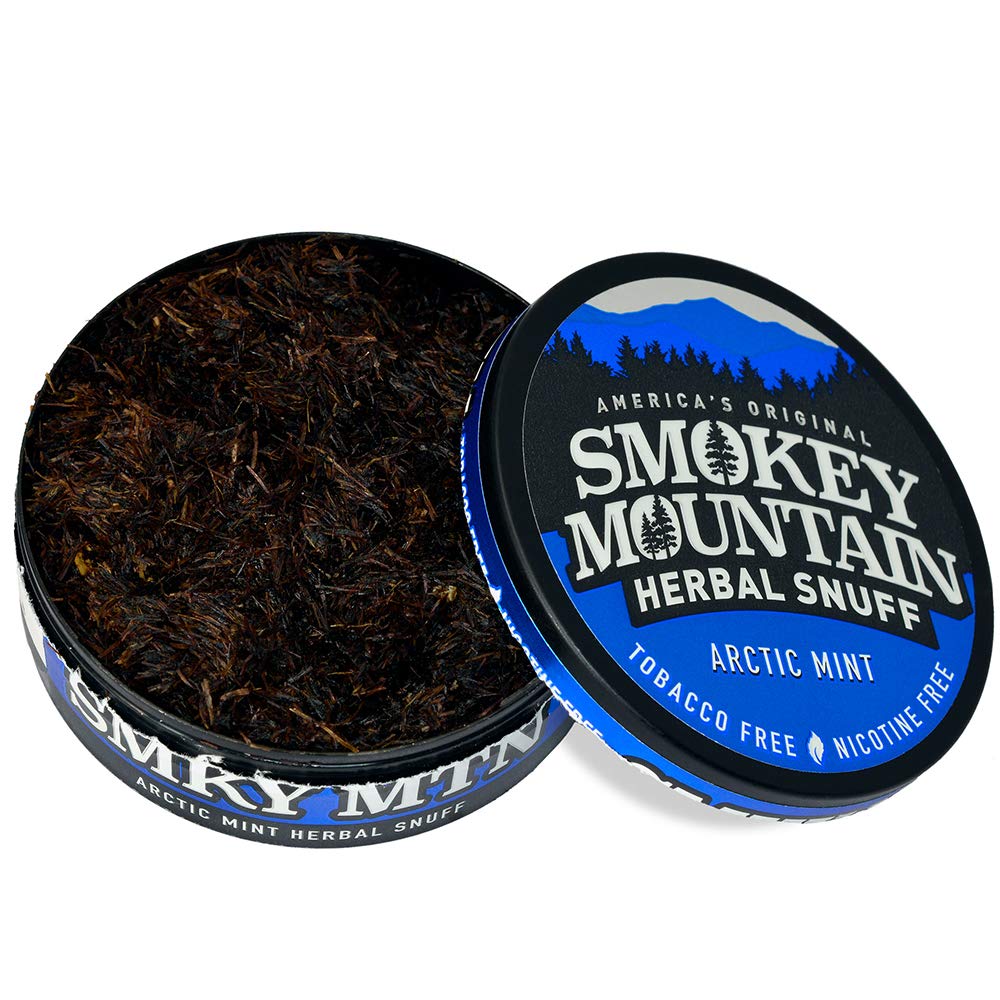 Smokey Mountain Herbal Long Cut - Arctic Mint - 1 Can - Tobacco Free and Nicotine Free Snuff
