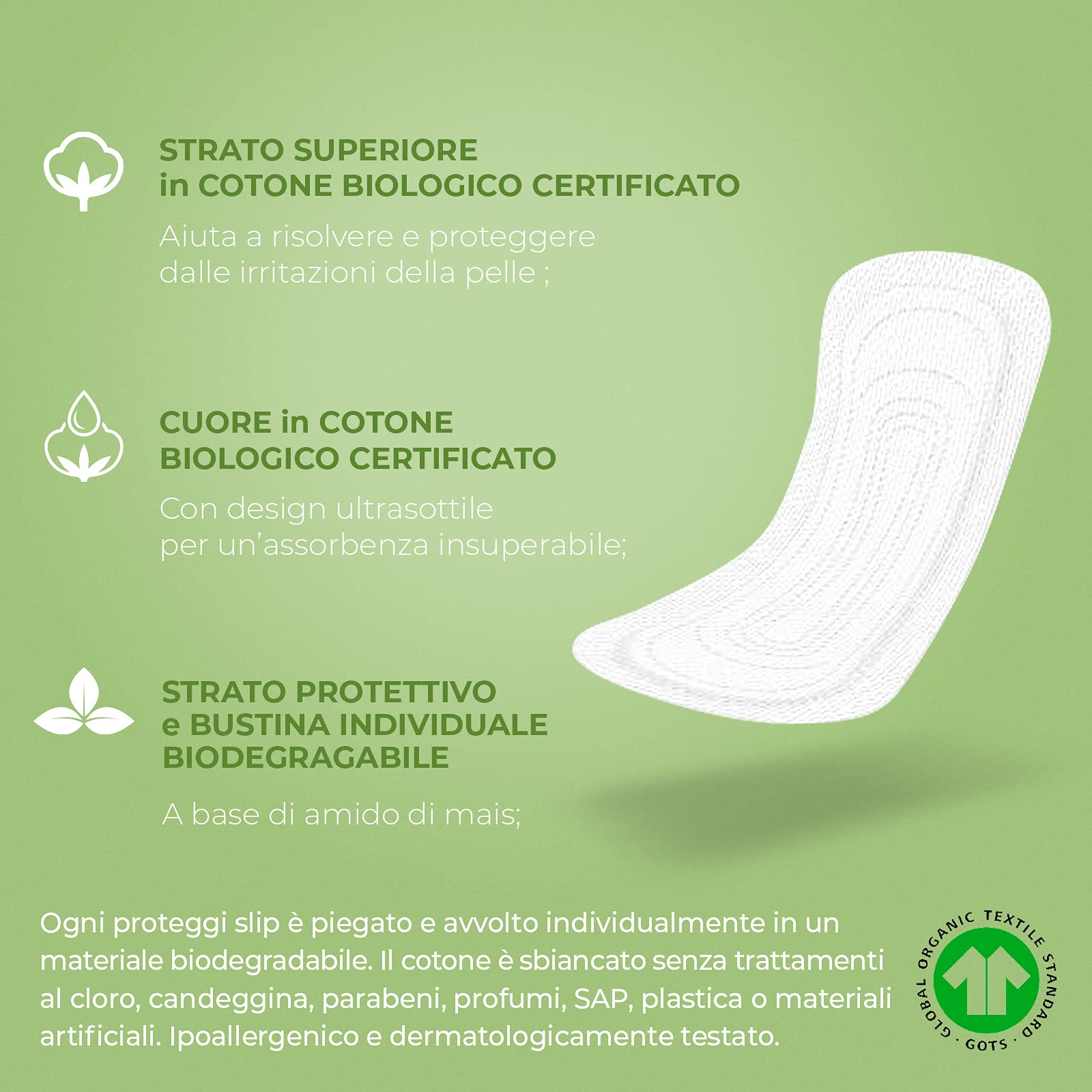 Organyc 100% Certified Organic Cotton Everyday Panty Liner, Folded, Light Flow, 24 Count, 1-Pack