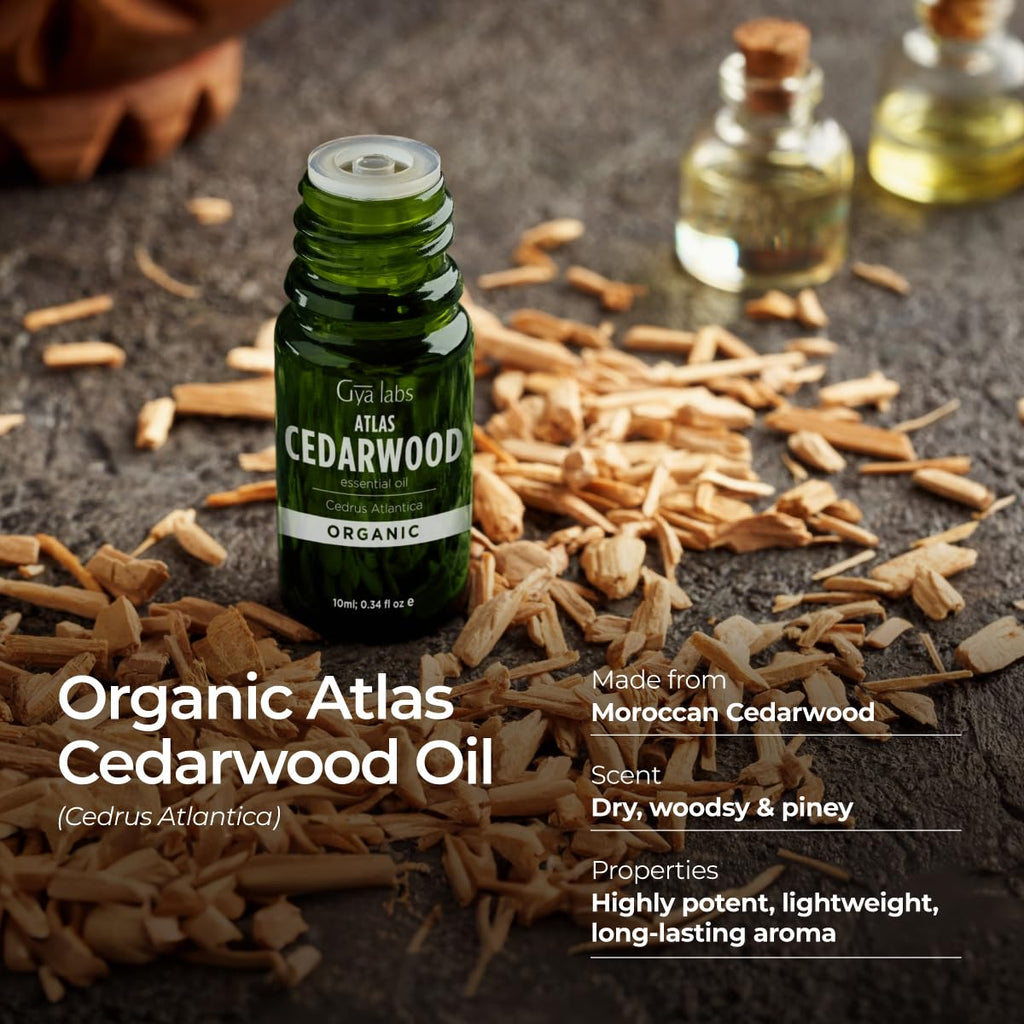 Gya Labs Organic Cedarwood Essential Oil for Diffuser - 100% Pure Natural Cedarwood Oil Organic for Skin & Hair (0.34 Fl Oz)