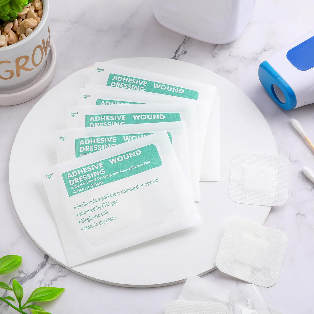60 Pcs Bordered Gauze Adhesive Island Dressing Wound Dressing Waterproof Gauze with Pad Breathable Bandage Individually Packed P