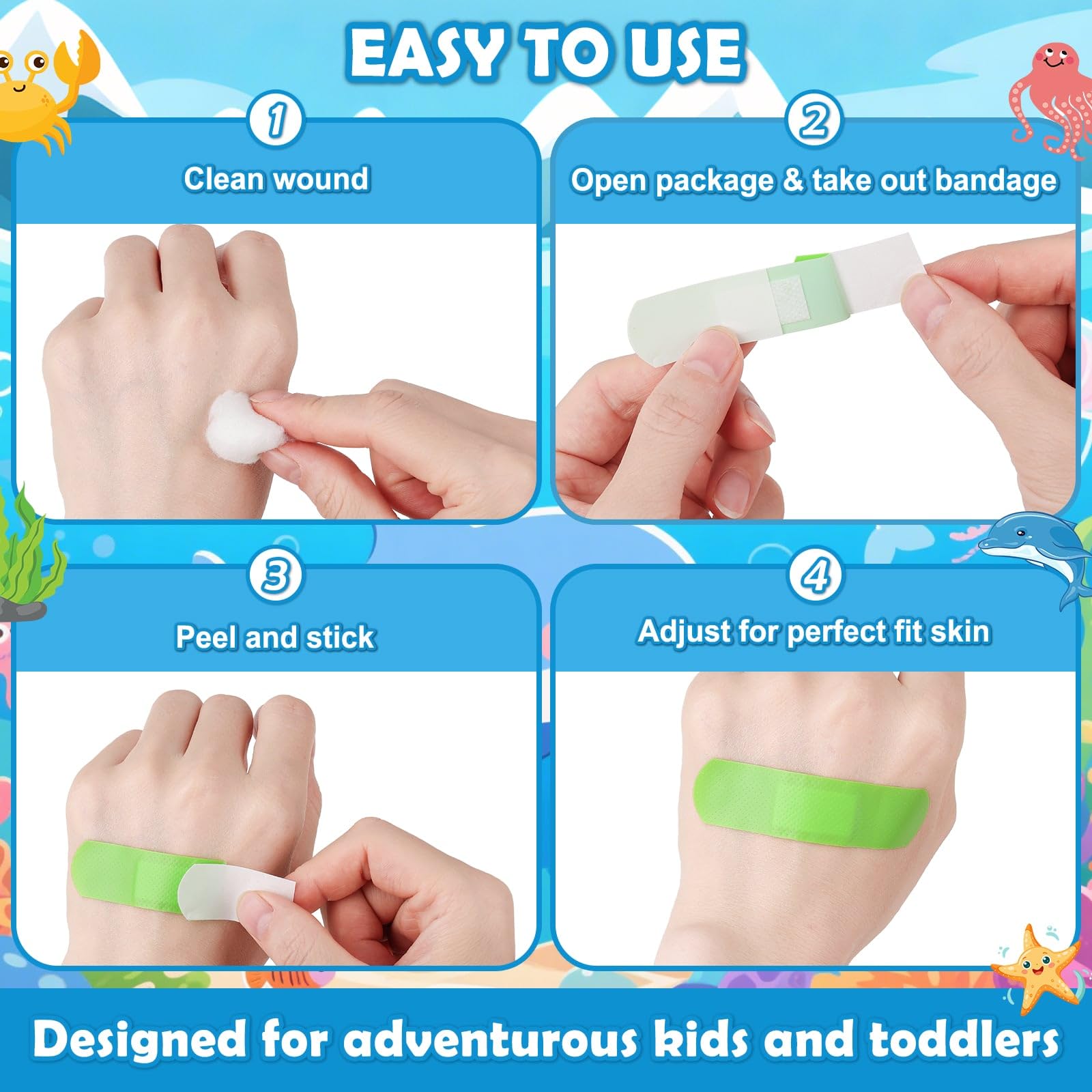 Sublaga 33 Style Kids Cartoon Bandages 300 Pcs Cute Bandages Adhesive Flexible Colorful Bandage Toddler Bandage Waterproof Prote