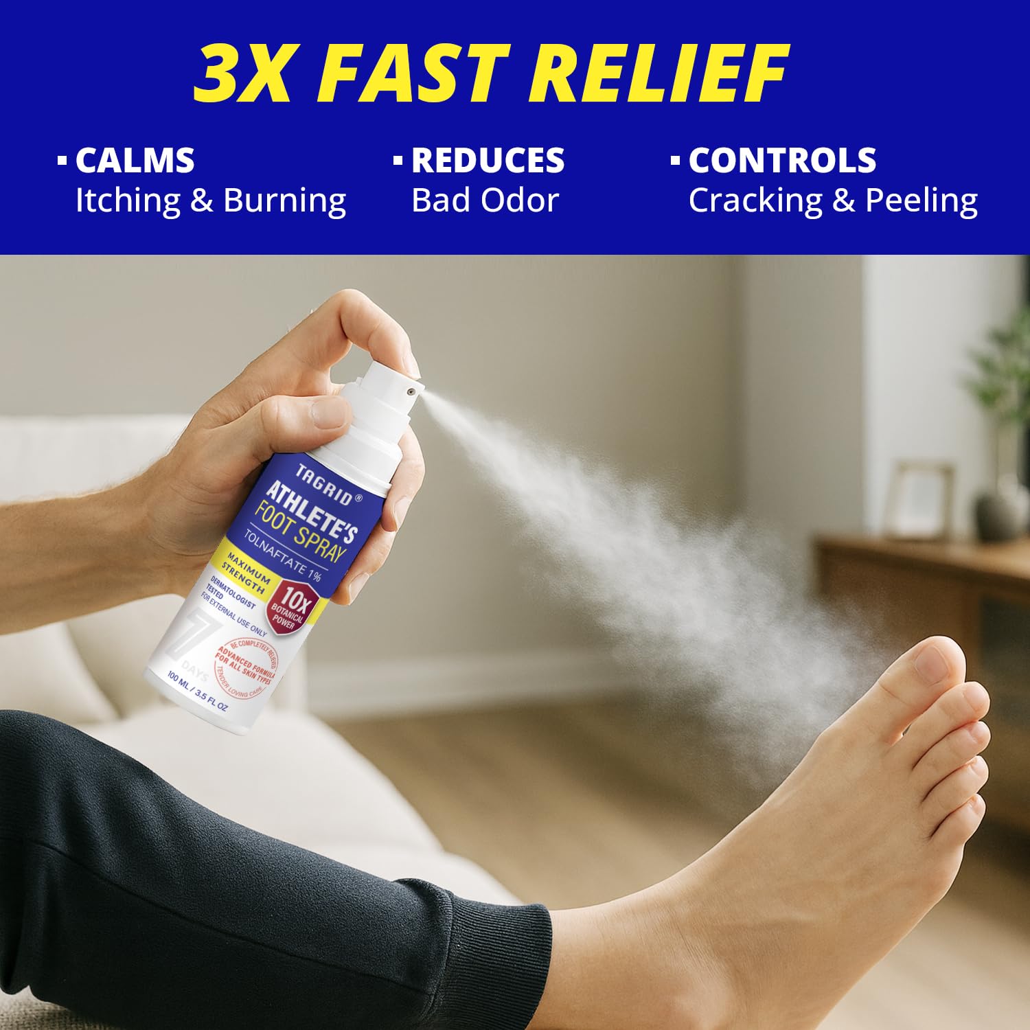 TAGRID Athletes Foot Treatment: Maximum Strength Antifungal Spray for Athletes Foot Fungus Jock Itch Ringworm Treatment for Huma