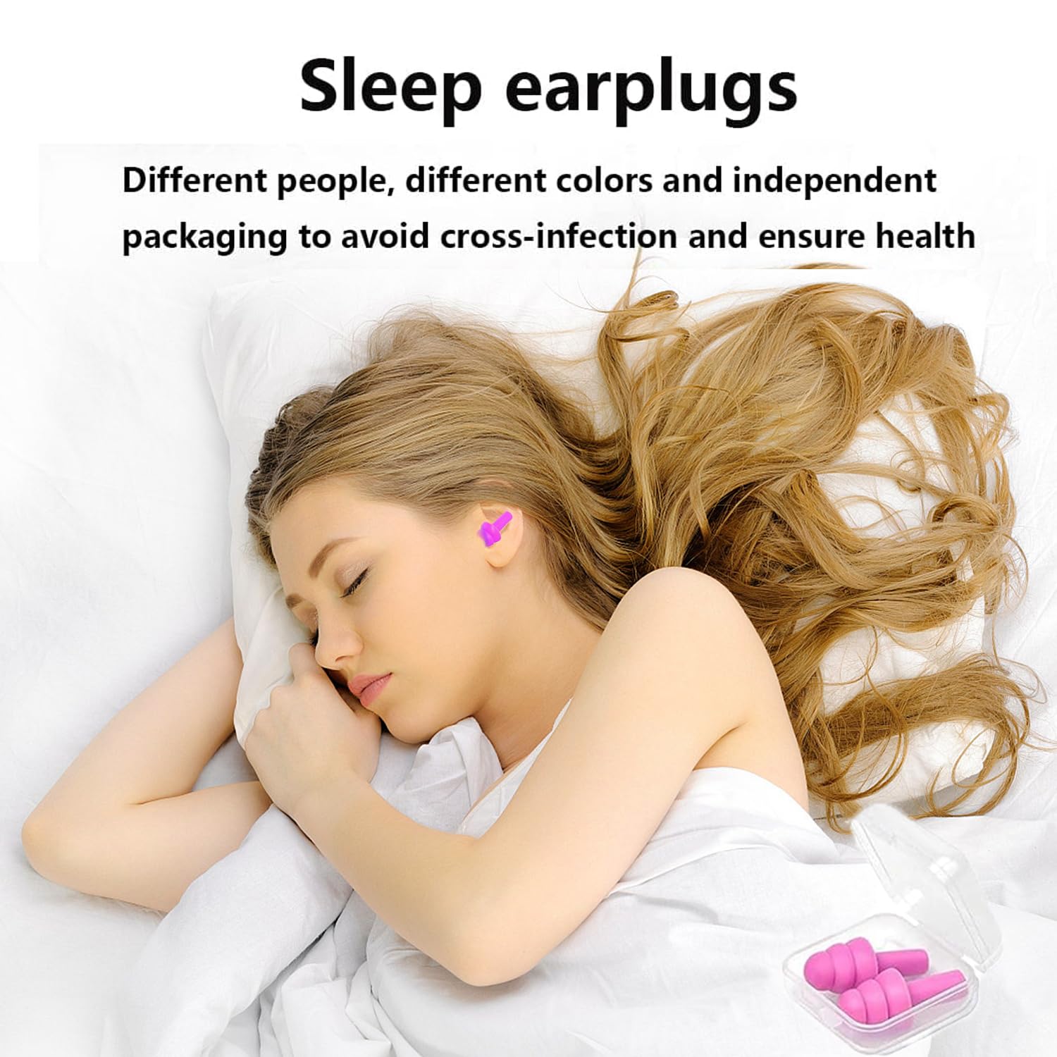 Ear Plugs for Sleeping, 8 Pairs Noise Canceling Soft Reusable Silicone Earplugs Waterproof Noise Reduction Earplugs for Sleeping