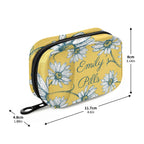 Custom Pill Box 7 Day Pill Case Bag Daisy Flowers Personalized Name Travel Pill Organizer Bag with Zipper Portable Weekly Case C