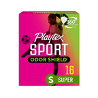 Playtex Sport Odor Shield Tampons Super Absorbency, Unscented - 16ct | Super Tampons for Women, Feminine Care, Playtex Tampon wi