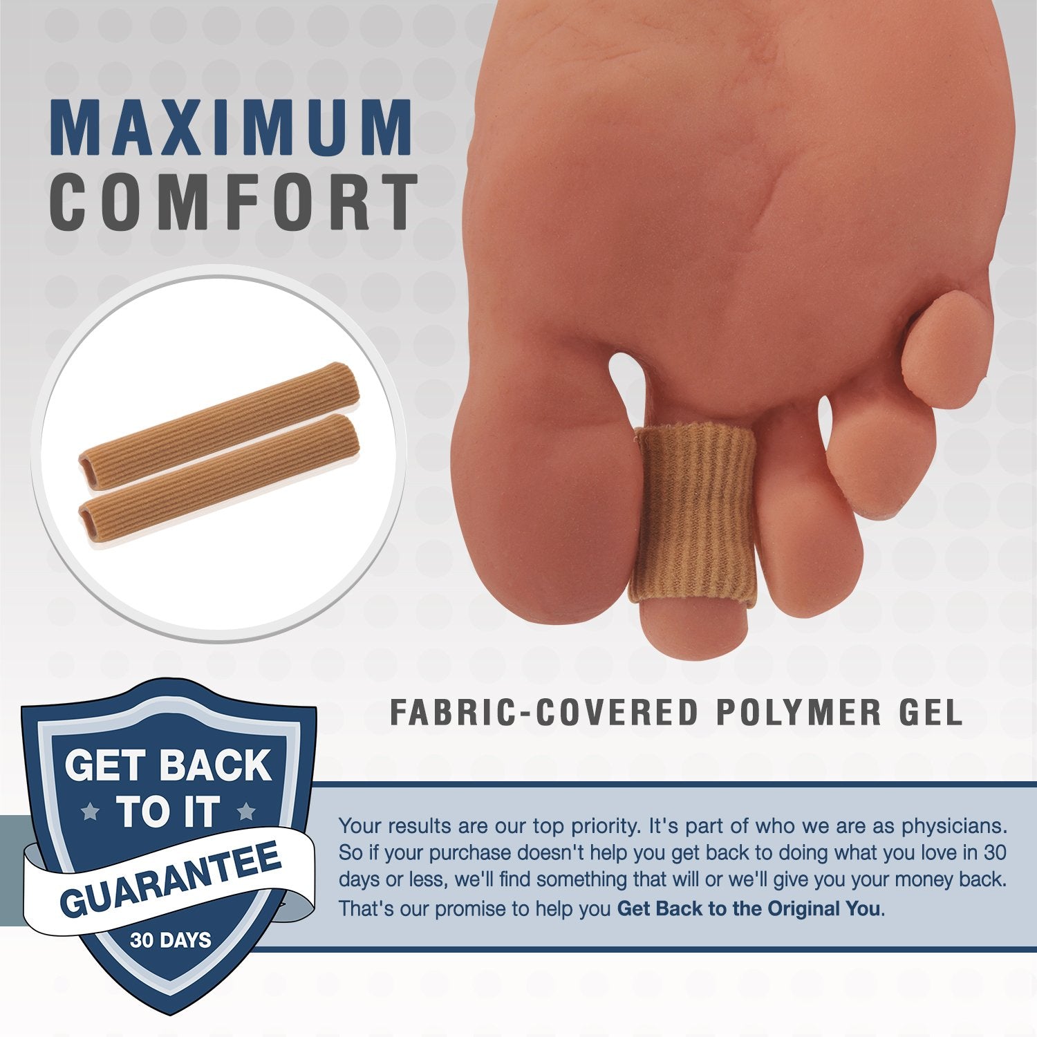 Dr. Frederick's Original Fabrigrip Toe Protectors - 2 Multiple-Use Pieces - Toe Covers to Prevent Blisters, Cushion Bunions, Mor