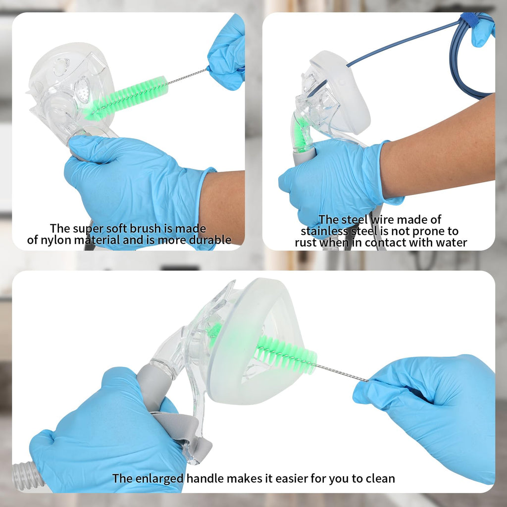 CPAP Hose Cleaner Kit - CPAP Tube Cleaning Brush, CPAP Hose Brush, LongFlexible CPAP Tube Brush with Basin, Drying Hook & Gloves