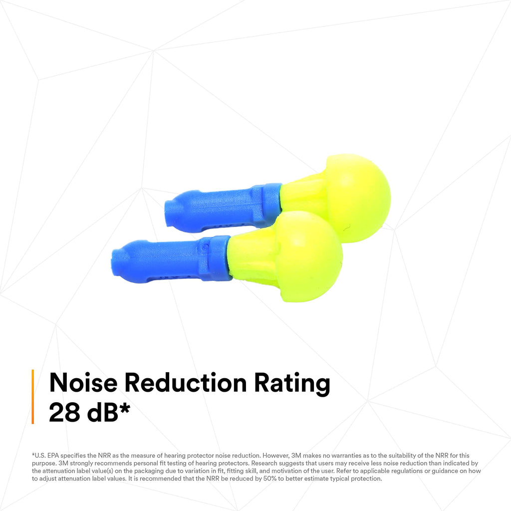 3M E-A-R Push-Ins Earplugs 318-1000, 28.0 dBs, 100 Pair, ANSI, Uncorded, No Roll, Push to Fit, Poly Bag