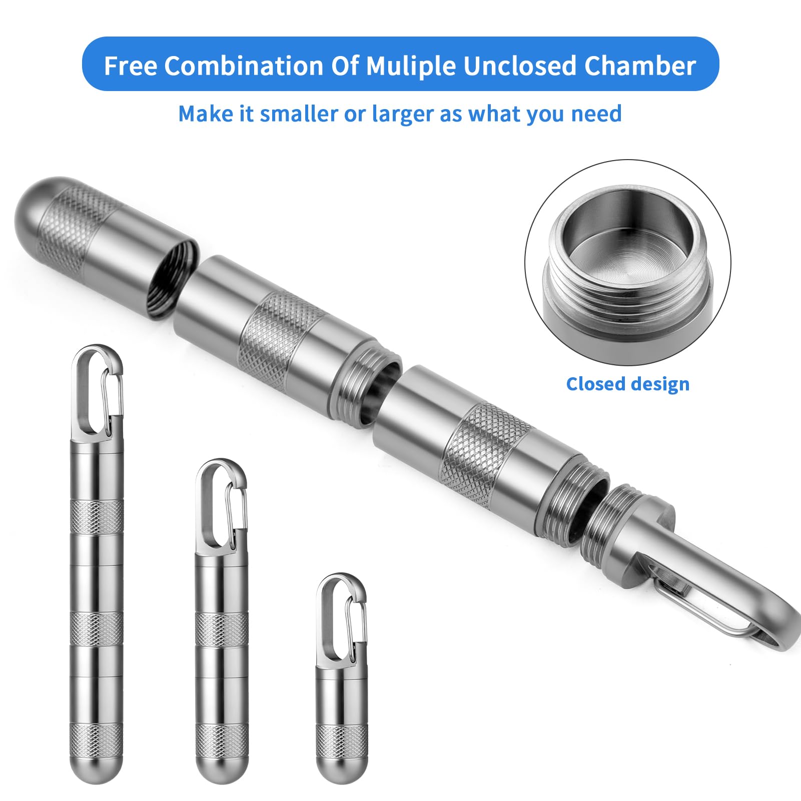 TISUR Small Titanium Pill Case,Keychain Pill Holder, Portable Pill Box Container,Travel Pill Organizer Waterproof Metal Pill Fob