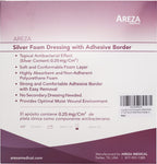 Areza Medical - Silver Foam Wound Dressing Pad - Sterile - 6.5 X 6.5 (16.5 cm X 16.5 cm) - Adhesive Border - 5 PCS per Box - FSA