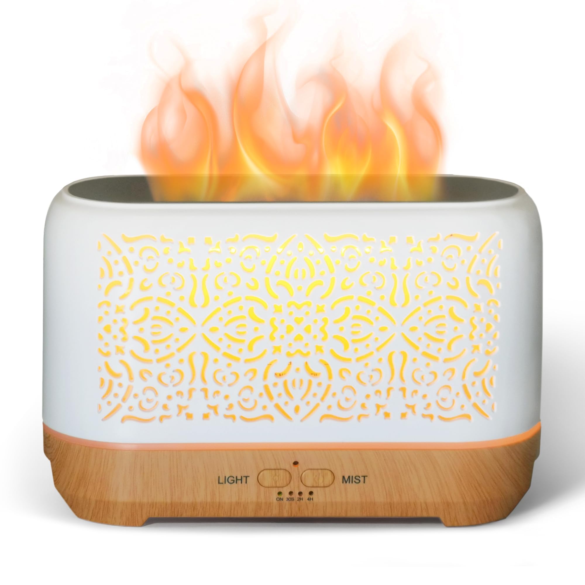 Earnest Living Essential Oil Diffuser Ultrasonic Classic Flame Air Diffuser 200ml Fire Mist Timers Night Lights and Auto Off Fun