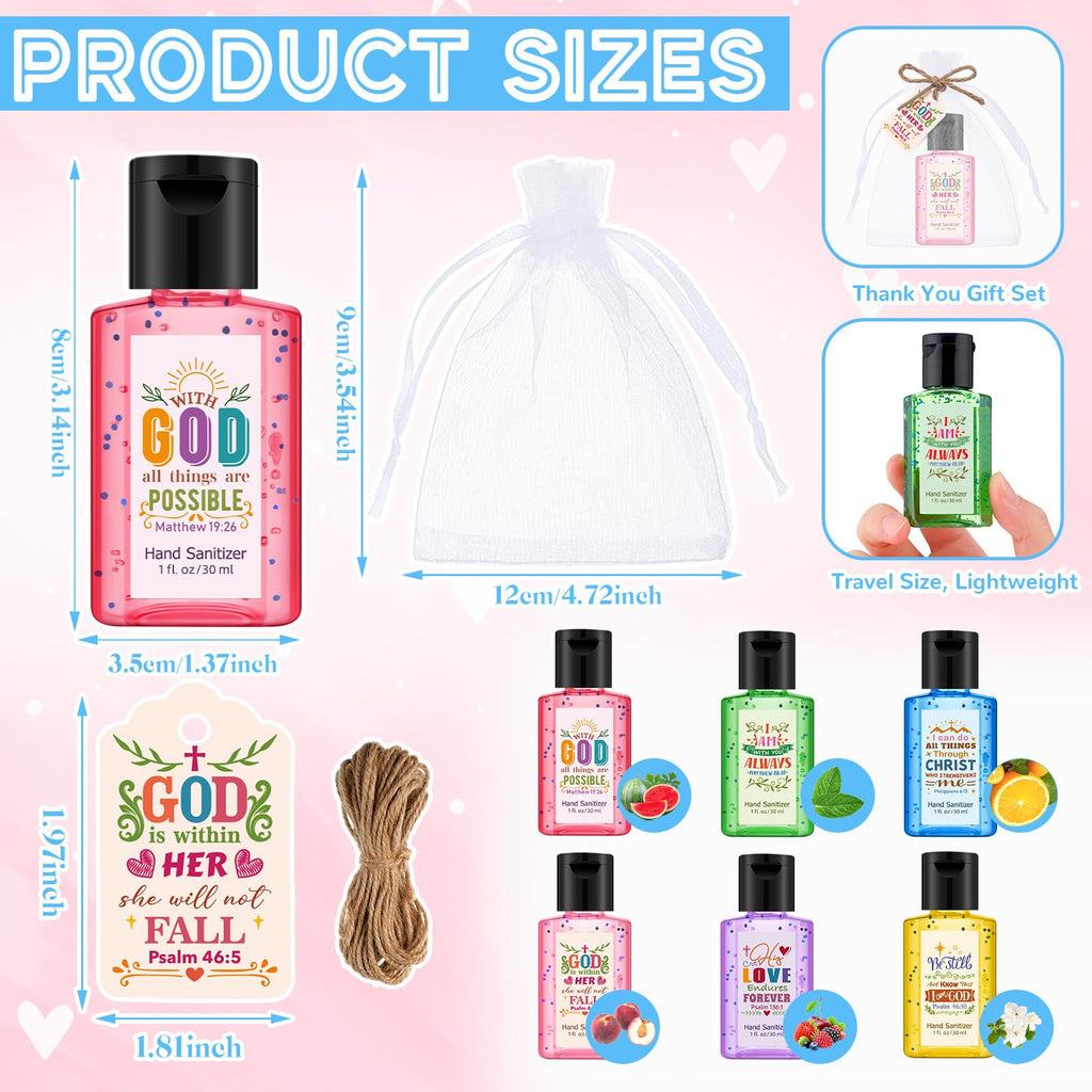 Frienda 24 Sets Bible Verse Hand Sanitizer Bulk Gift Set Christian Mini Travel Size Hand Sanitizers Small Religious Church Favor