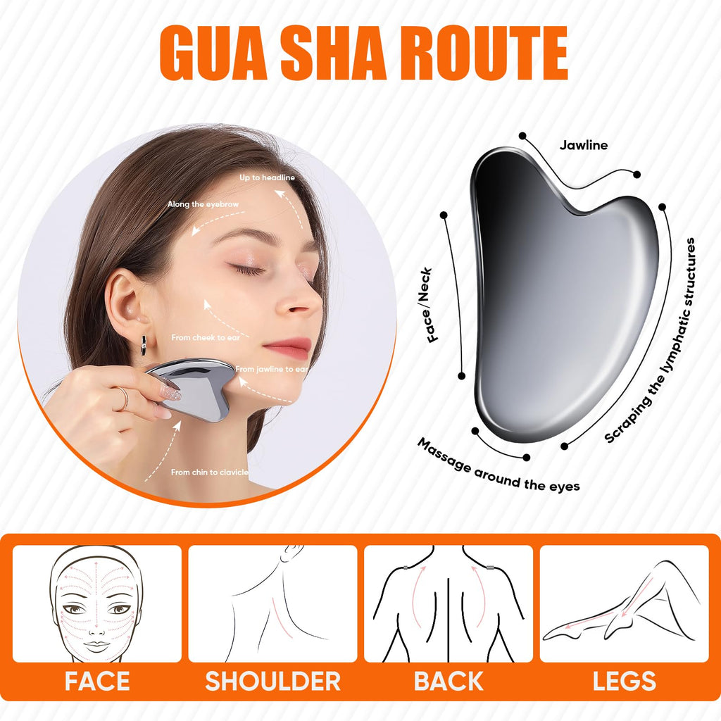 InfiniteRelax Terahertz Gua Sha Facial Tools,Cryo Gua Sha Tool for Face and Body, Gua Sha Massager Tools for Reduce Puffiness an