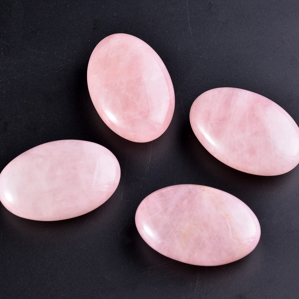 1PC Rose Quartz Natural Oval Palm Stone 2.4+ 5PCs Healing Gemtone, STINO Worry Stone for Anxitey, Pocket Healing Crystal Gem Sto
