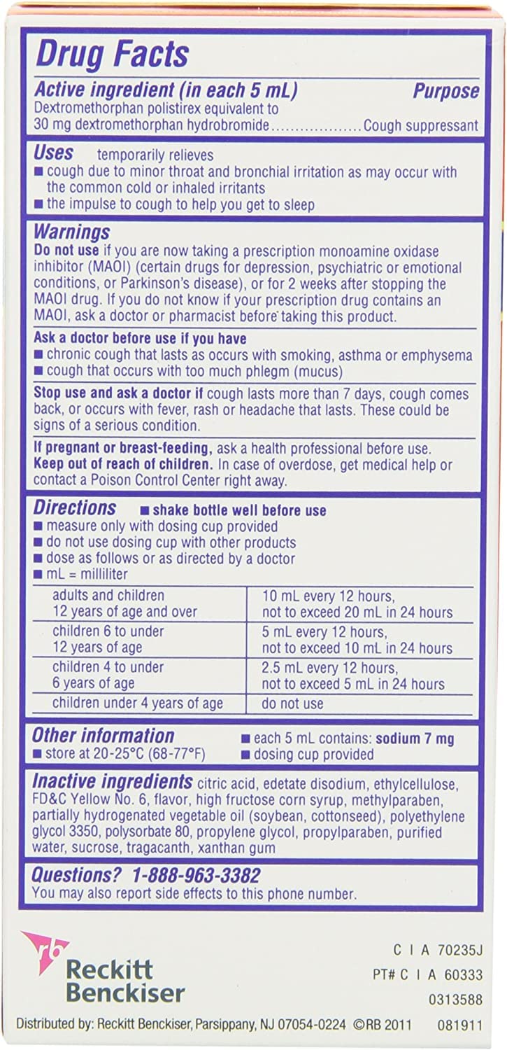Delsym Adult 12 Hr Cough Relief Liquid, Orange, 15oz (3X5oz)