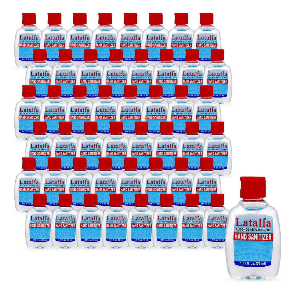Latalia Mini Hand Sanitizer - Pack of 48 Travel Hand Sanitizers - Unscented Mini Clean Scent Non-Drying Gel (55ml & 1.85 fl. oz)