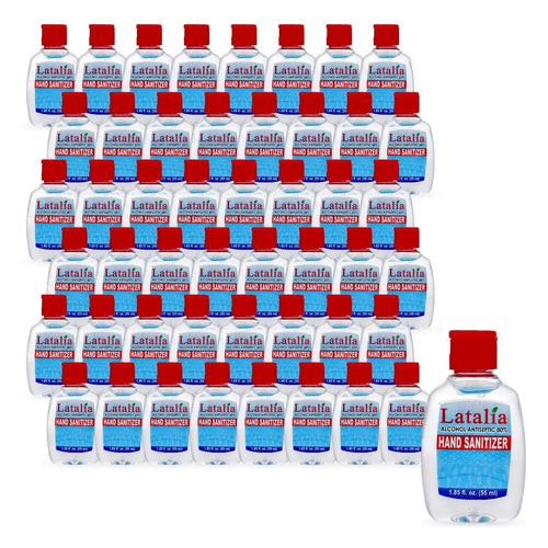 Latalia Mini Hand Sanitizer - Pack of 48 Travel Hand Sanitizers - Unscented Mini Clean Scent Non-Drying Gel (55ml & 1.85 fl. oz)