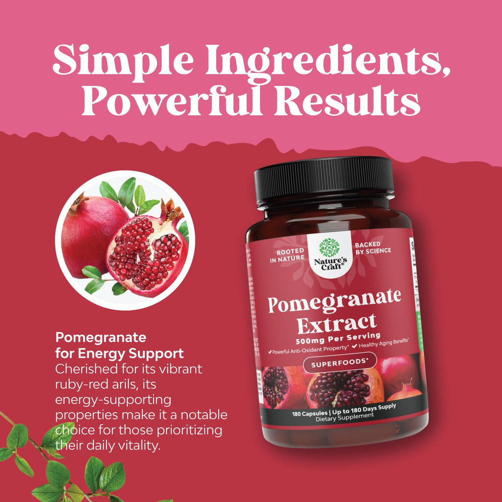 Advanced Antioxidant Superfood Pomegranate Supplement - Natural Pomegranate Extract Polyphenols Supplement for Heart Health and