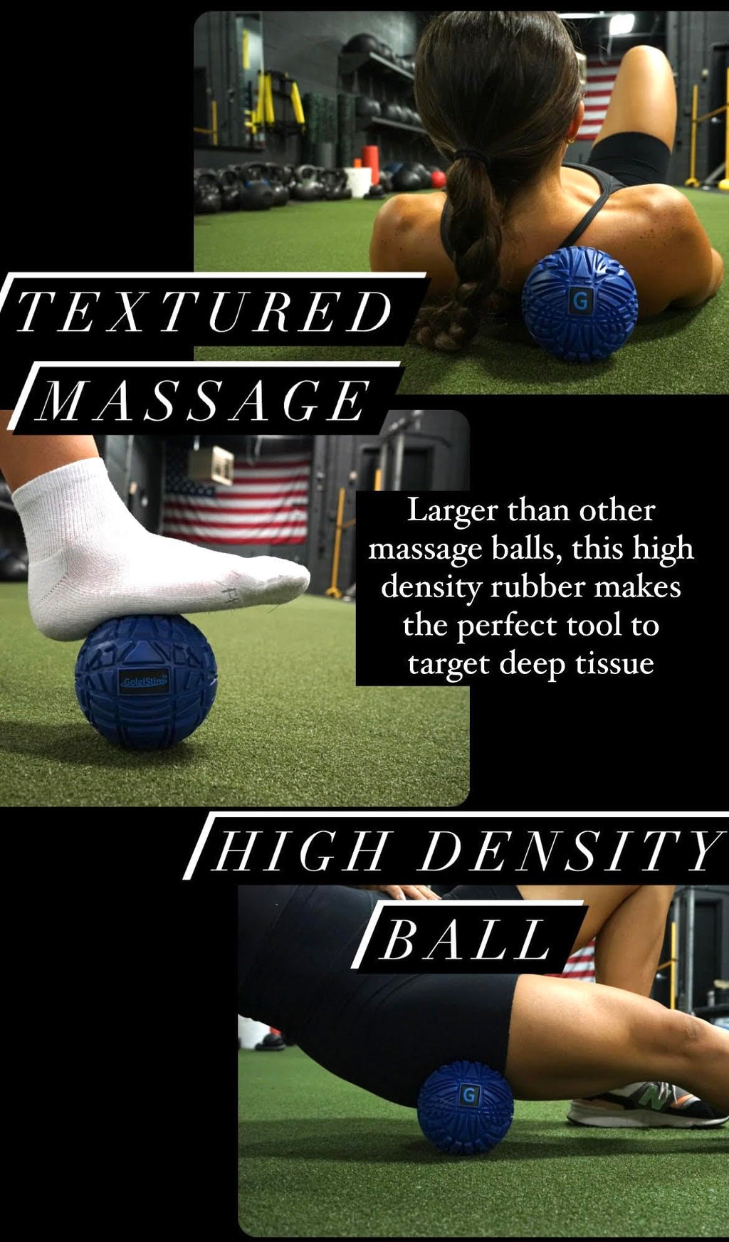 GolgiStim Large Trigger Point Massage Ball - 4.75 Inch Hard Rubber Therapy Ball for Myofascial Massage - Deep Tissue Massager fo
